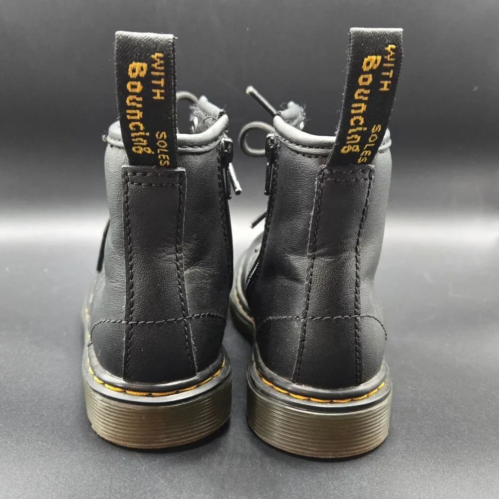 NIB Dr. Martens Kids 1460 Softy T Black Leather Zipper Boots Youth Size 9